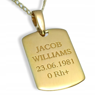 ZLATÁ DOG TAG MINI 585 GRAVÍRKA EXKLUZÍVNY DARČEK PRE SYNA, OCA, MANŽELA